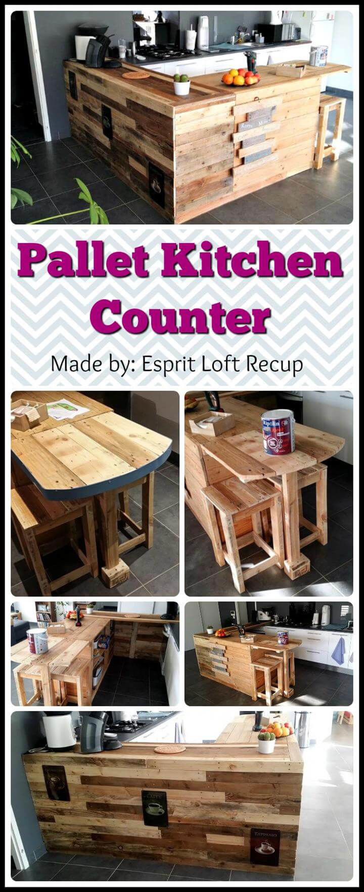 Pallet Kitchen Counter with Breakfast Table & Storage Pallets Pro