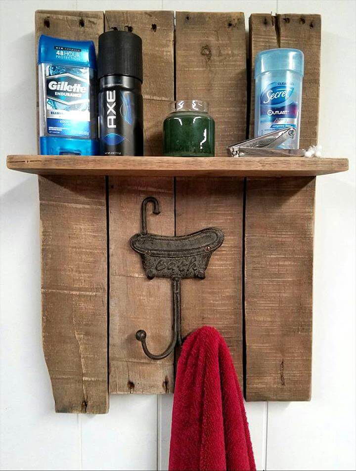 DIY Pallet Towel Rack with a Shelf Pallets Pro