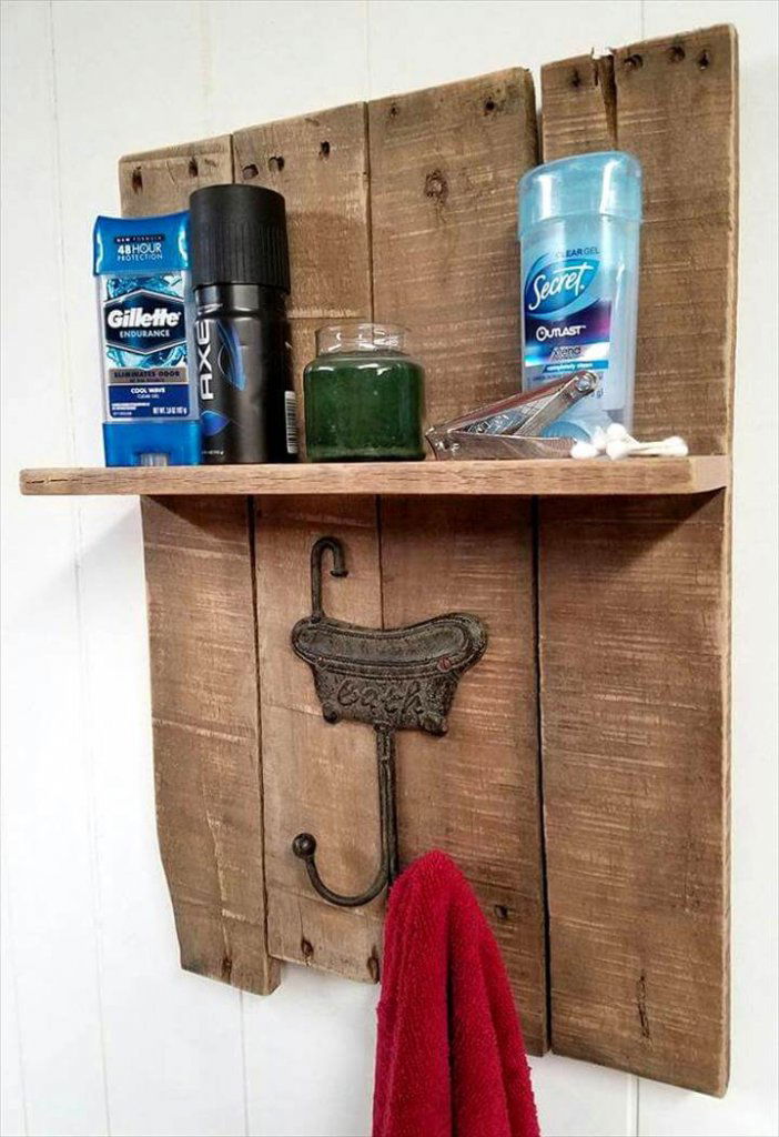 DIY Pallet Towel Rack with a Shelf Pallets Pro