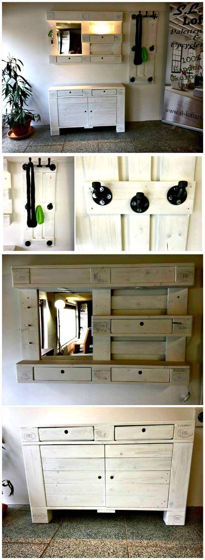 Pallet Chest of Drawers and Coat Rack / DIY Mirror Pallets Pro