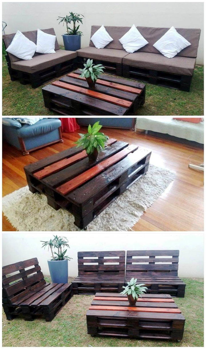 DIY Pallet Sofas and Coffee Table Set Pallets Pro